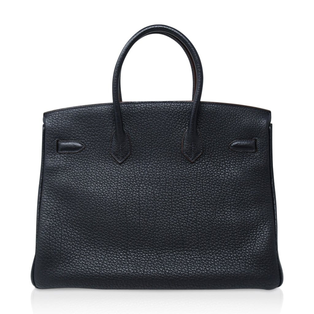 Top quality Hermes Club Birkin 35 Bag Blue Indigo / Fauve Barenia / Crinoline Fjord Palladium