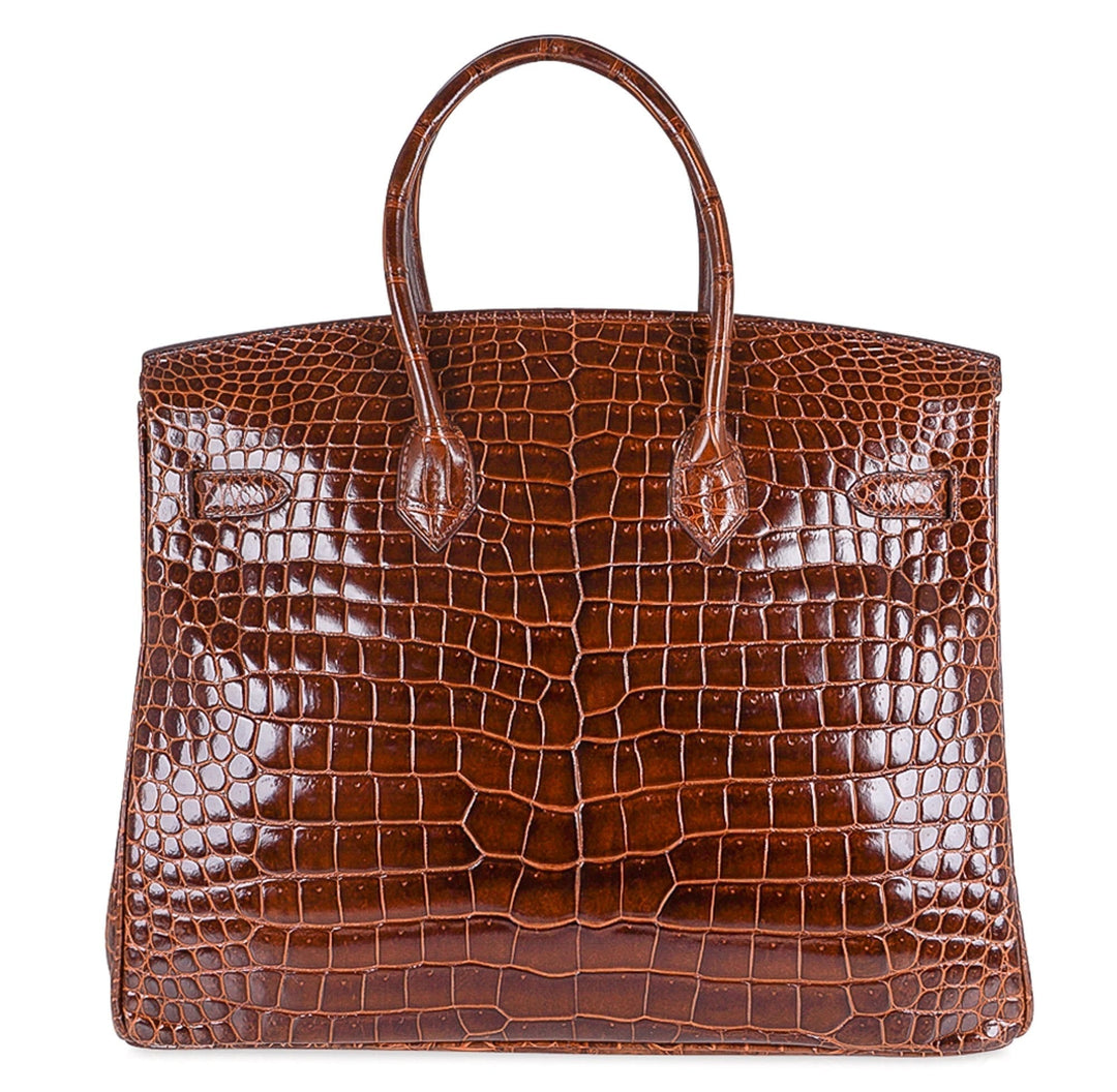 Top quality Hermes Birkin 35 Bag Diamond Miel Porosus Crocodile with Gold Hardware