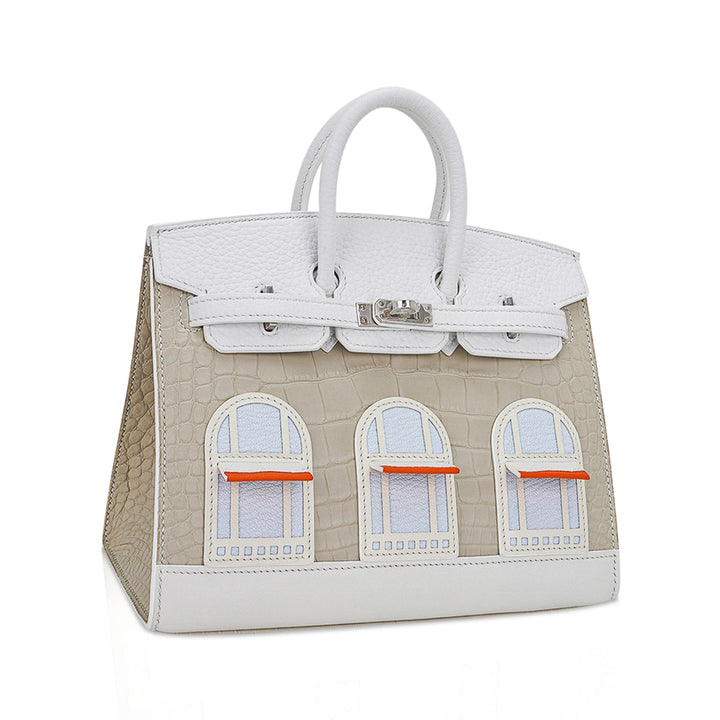 Top quality Hermes Limited Edition Birkin 20 Faubourg Sellier Bag Neige (Snow) White Matte Alligator