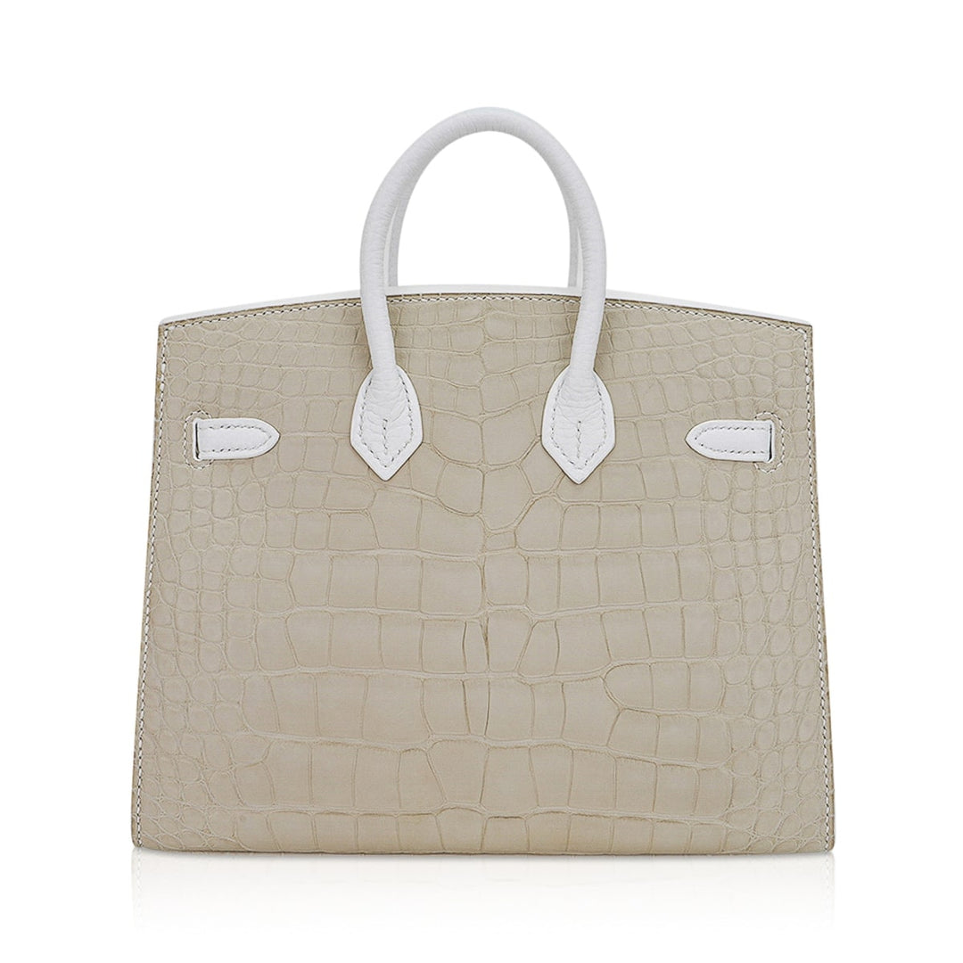 Top quality Hermes Limited Edition Birkin 20 Faubourg Sellier Bag Neige (Snow) White Matte Alligator