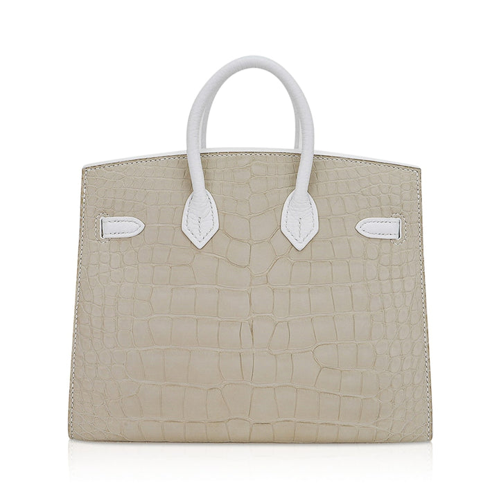 Top quality Hermes Limited Edition Birkin 20 Faubourg Sellier Bag Neige (Snow) White Matte Alligator