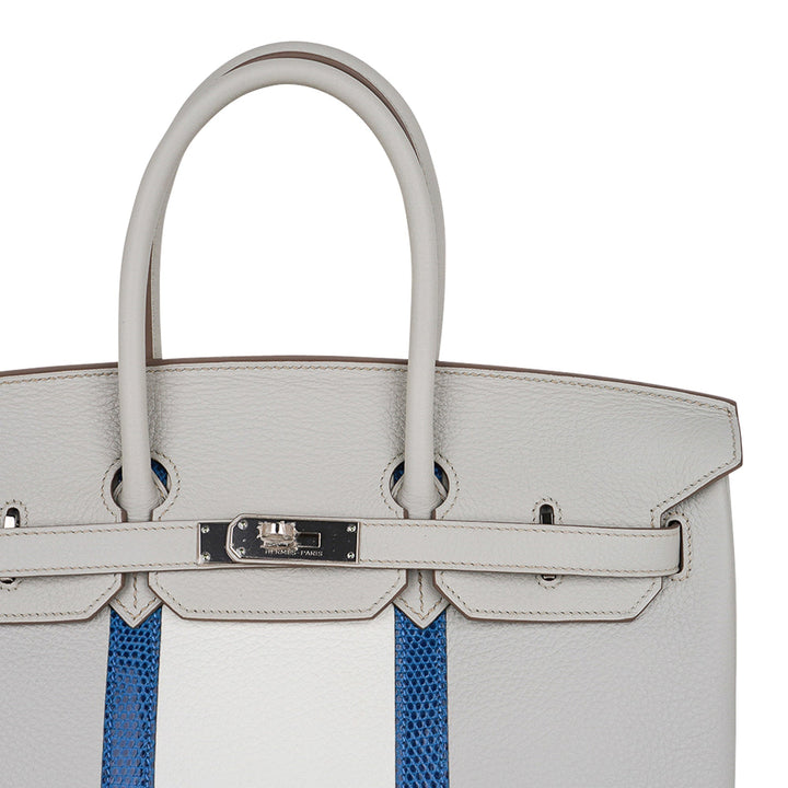 Top quality Hermes Limited Edition Club Birkin 35 Bag Gris Perle & Blanc Clemence Leather with Palladium Hardware