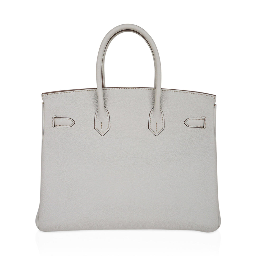 Top quality Hermes Limited Edition Club Birkin 35 Bag Gris Perle & Blanc Clemence Leather with Palladium Hardware