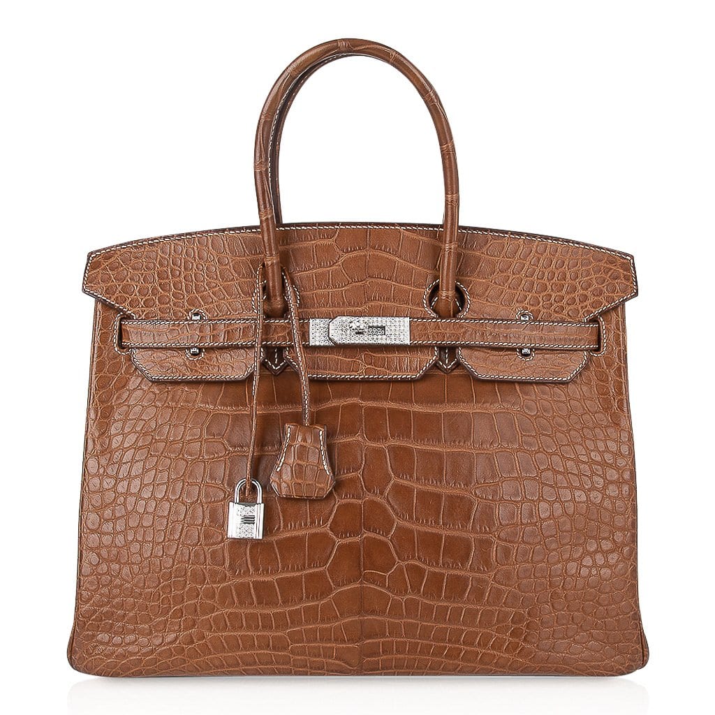 Top quality Hermes Diamond Birkin 35 Bag Fauve Barenia Matte Alligator Rare