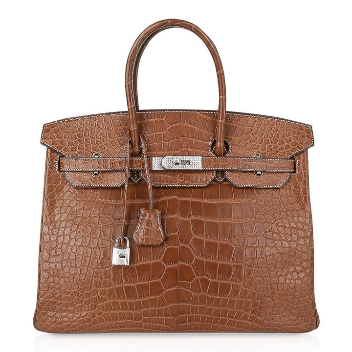 Top quality Hermes Diamond Birkin 35 Bag Fauve Barenia Matte Alligator Rare