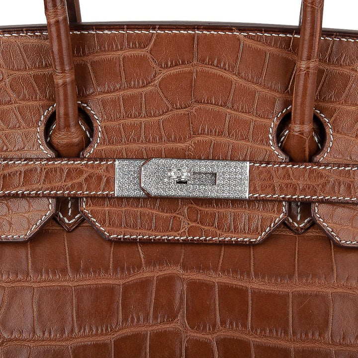 Top quality Hermes Diamond Birkin 35 Bag Fauve Barenia Matte Alligator Rare