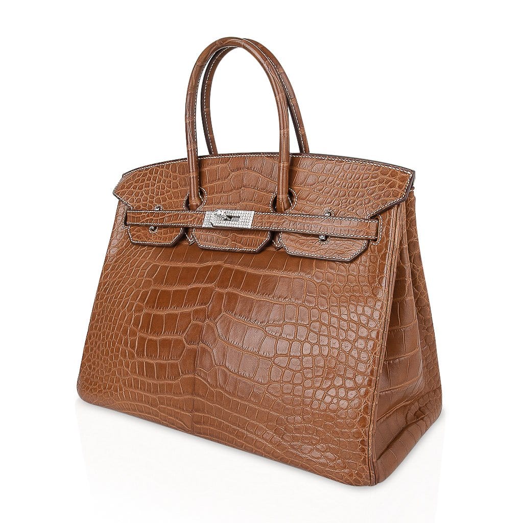 Top quality Hermes Diamond Birkin 35 Bag Fauve Barenia Matte Alligator Rare