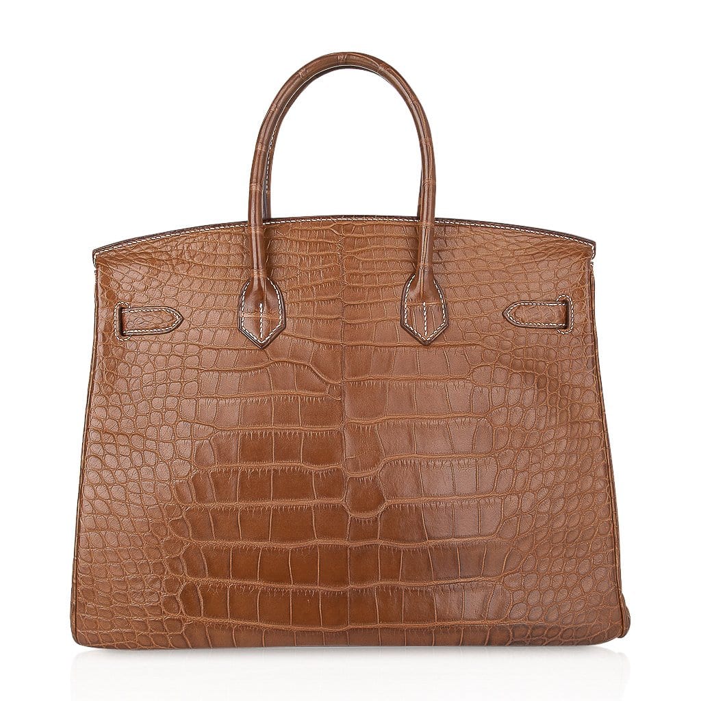Top quality Hermes Diamond Birkin 35 Bag Fauve Barenia Matte Alligator Rare