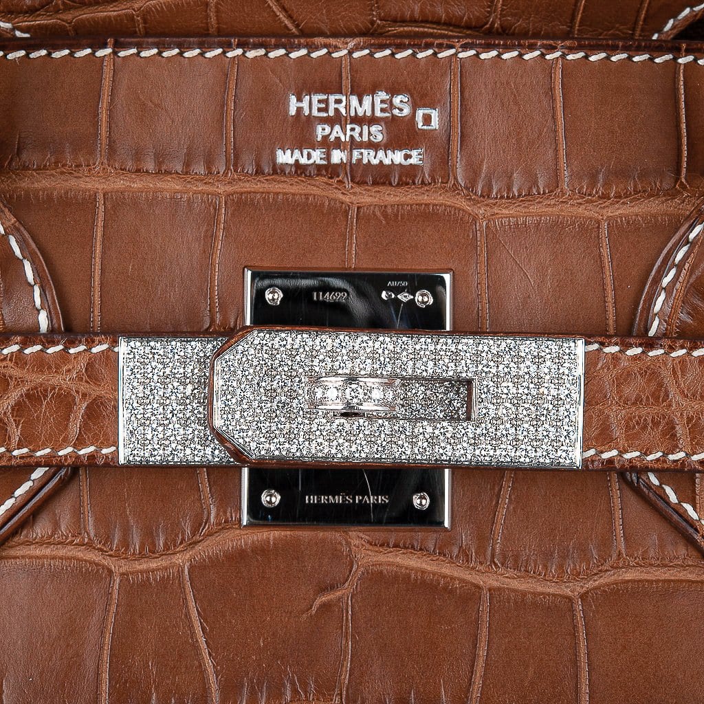 Top quality Hermes Diamond Birkin 35 Bag Fauve Barenia Matte Alligator Rare