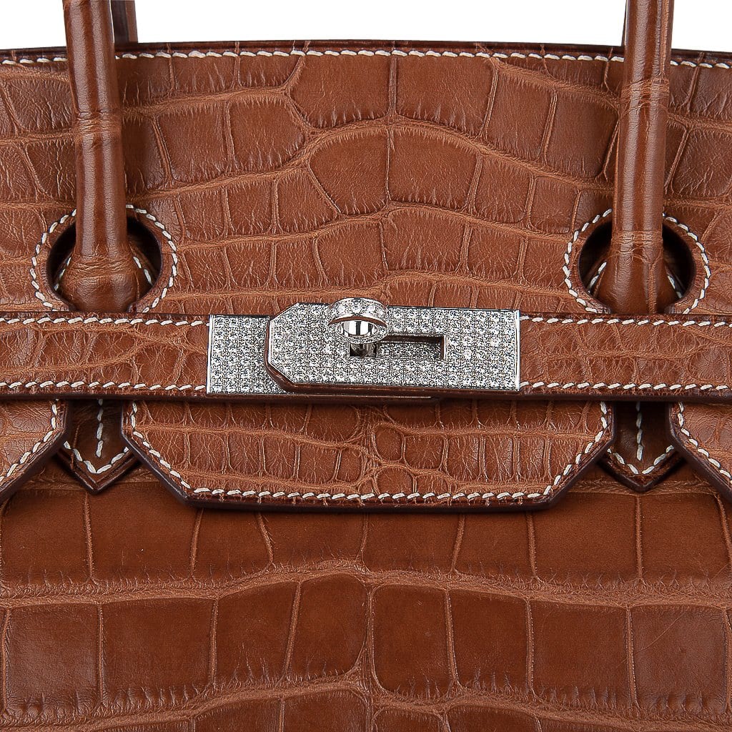 Top quality Hermes Diamond Birkin 35 Bag Fauve Barenia Matte Alligator Rare