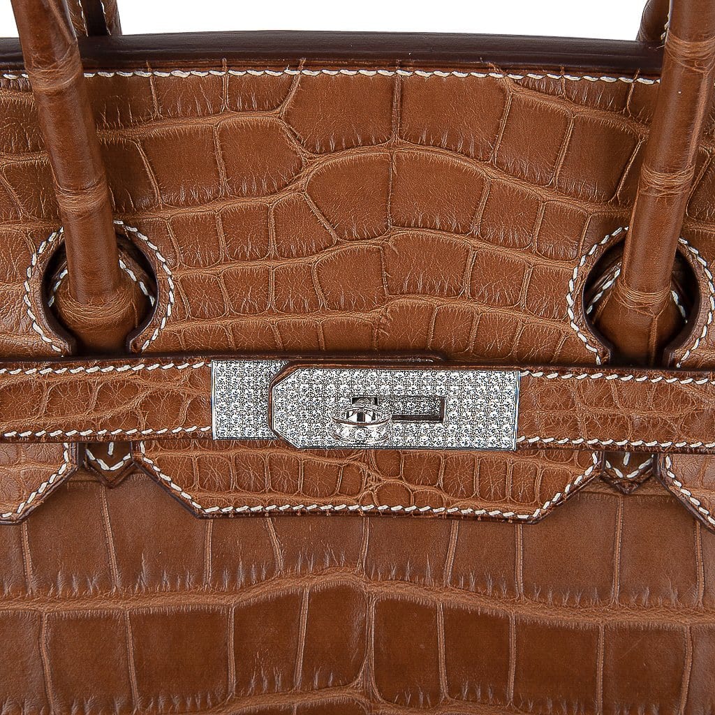 Top quality Hermes Diamond Birkin 35 Bag Fauve Barenia Matte Alligator Rare