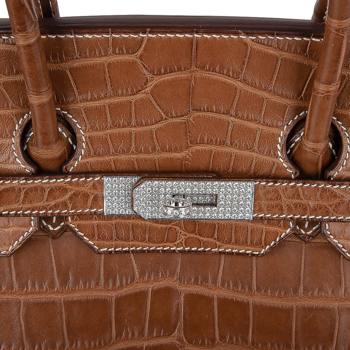 Top quality Hermes Diamond Birkin 35 Bag Fauve Barenia Matte Alligator Rare