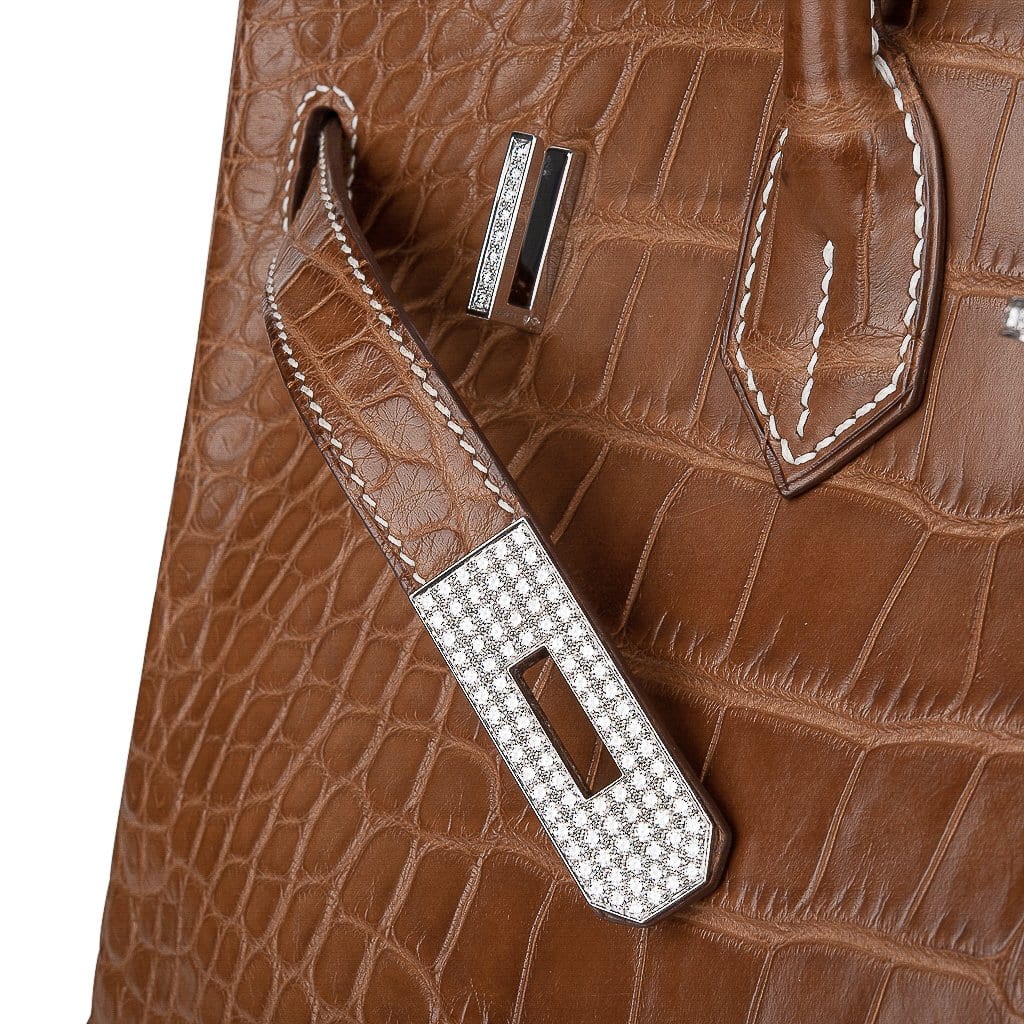 Top quality Hermes Diamond Birkin 35 Bag Fauve Barenia Matte Alligator Rare