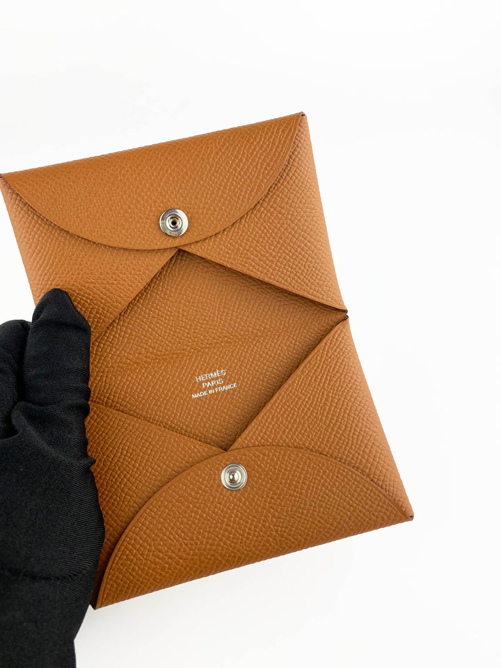 Hermes Gold Calvi Card Holder