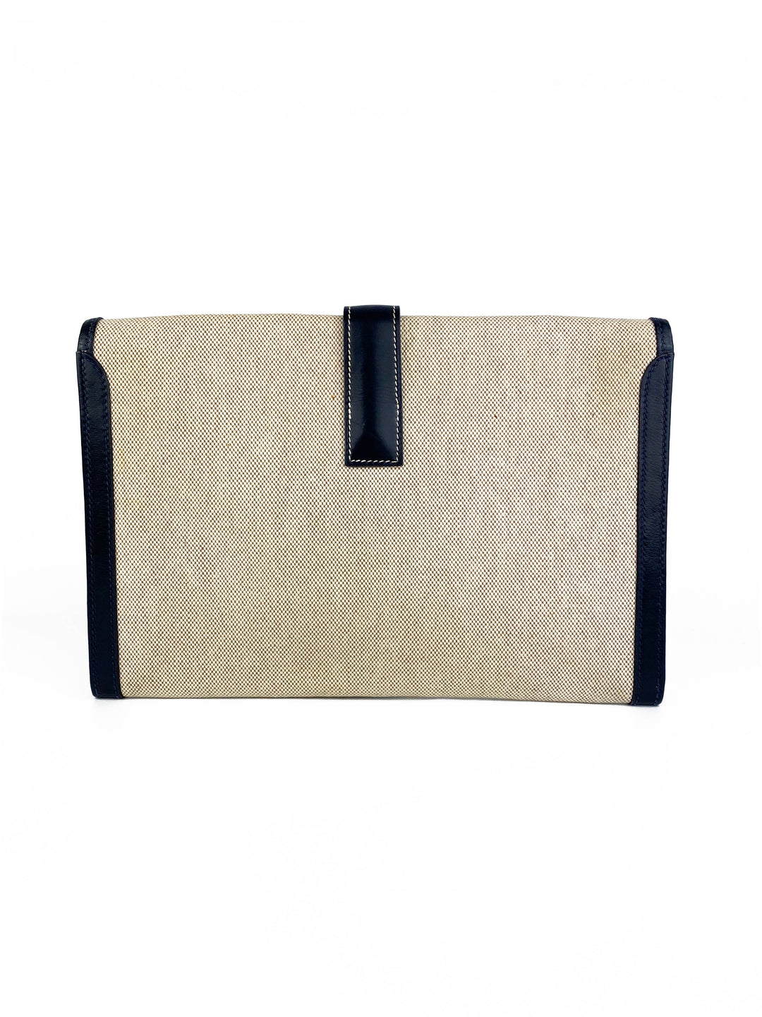 Hermes Vintage Jige White Canvas Clutch
