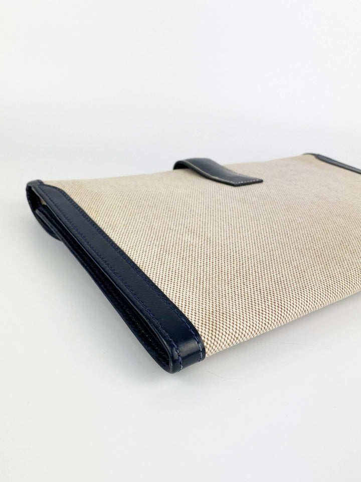 Hermes Vintage Jige White Canvas Clutch