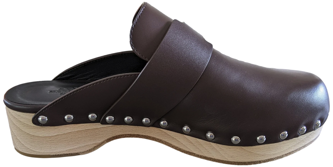 Top quality Hermes [SH13] Cafe "Mules Femme Calya"  Women Calfskin Mules Sz 37, BNIB!