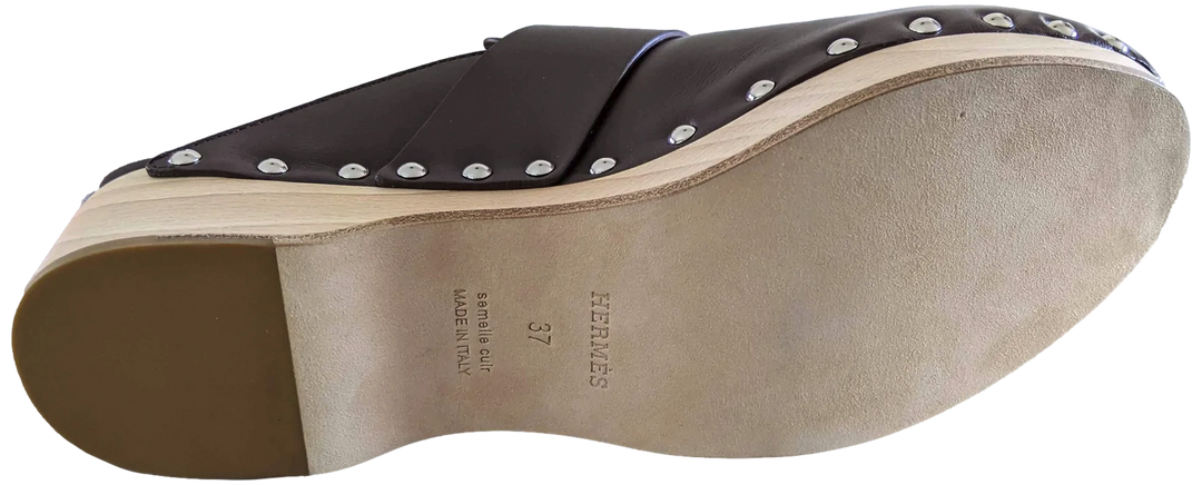 Top quality Hermes [SH13] Cafe "Mules Femme Calya"  Women Calfskin Mules Sz 37, BNIB!