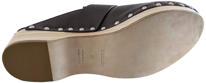 Top quality Hermes [SH13] Cafe "Mules Femme Calya"  Women Calfskin Mules Sz 37, BNIB!
