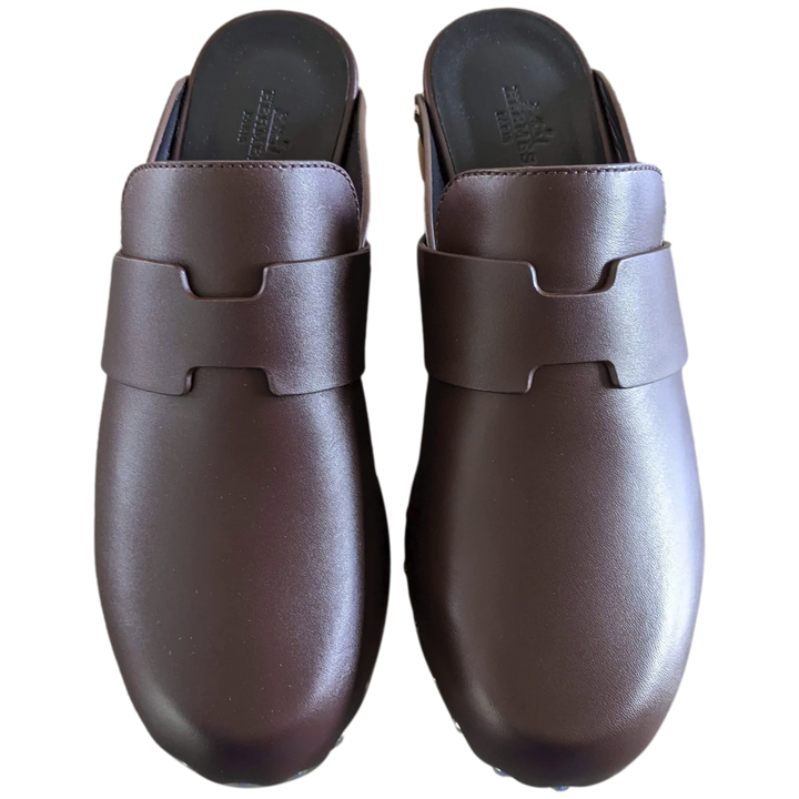 Hermes [SH13] Cafe "Mules Femme Calya"  Women Calfskin Mules Sz 37, BNIB!