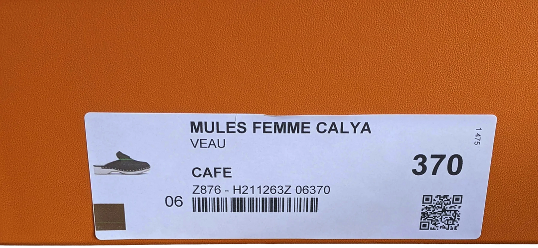 Top quality Hermes [SH13] Cafe "Mules Femme Calya"  Women Calfskin Mules Sz 37, BNIB!