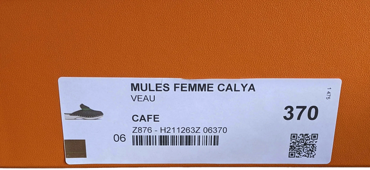 Top quality Hermes [SH13] Cafe "Mules Femme Calya"  Women Calfskin Mules Sz 37, BNIB!
