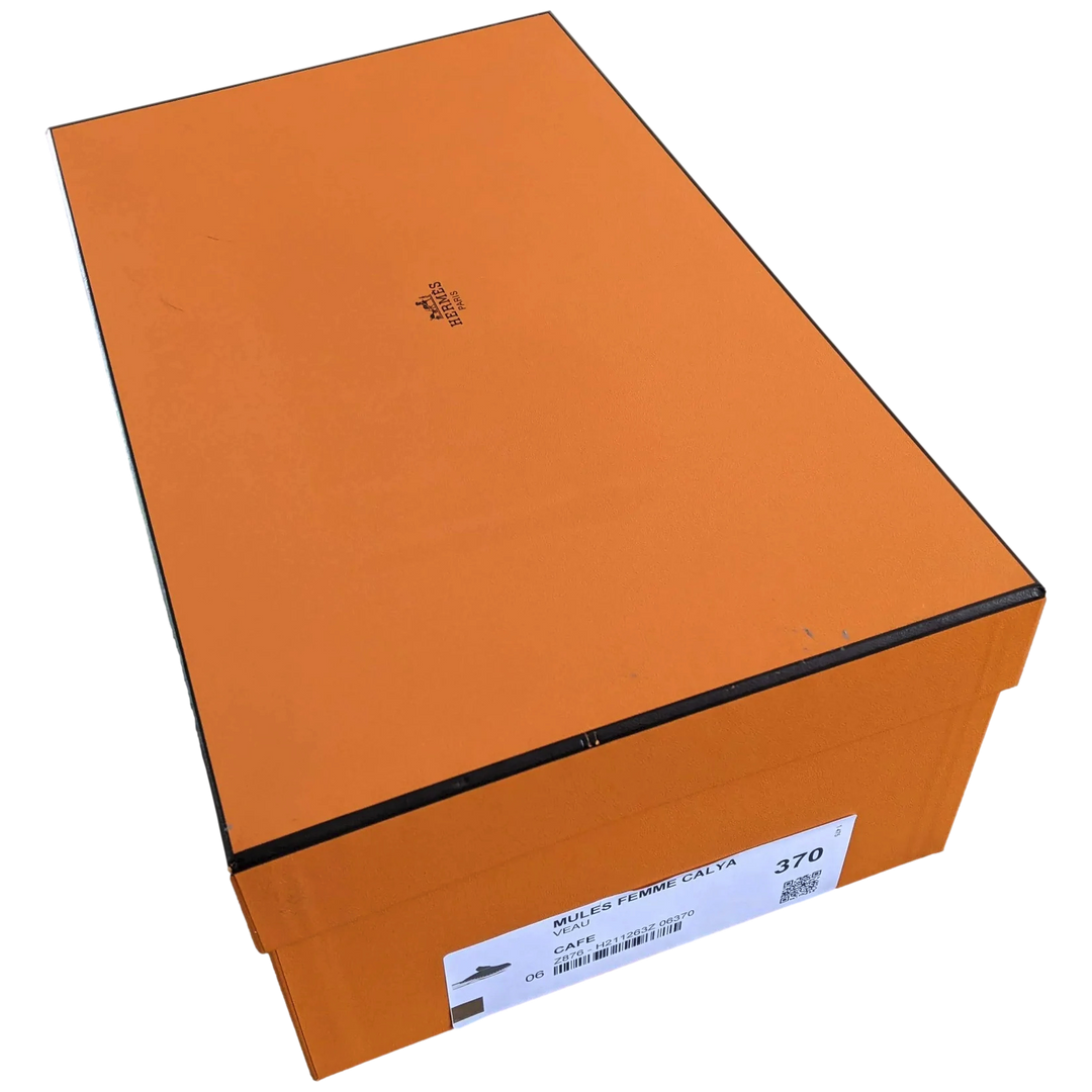 Top quality Hermes [SH13] Cafe "Mules Femme Calya"  Women Calfskin Mules Sz 37, BNIB!