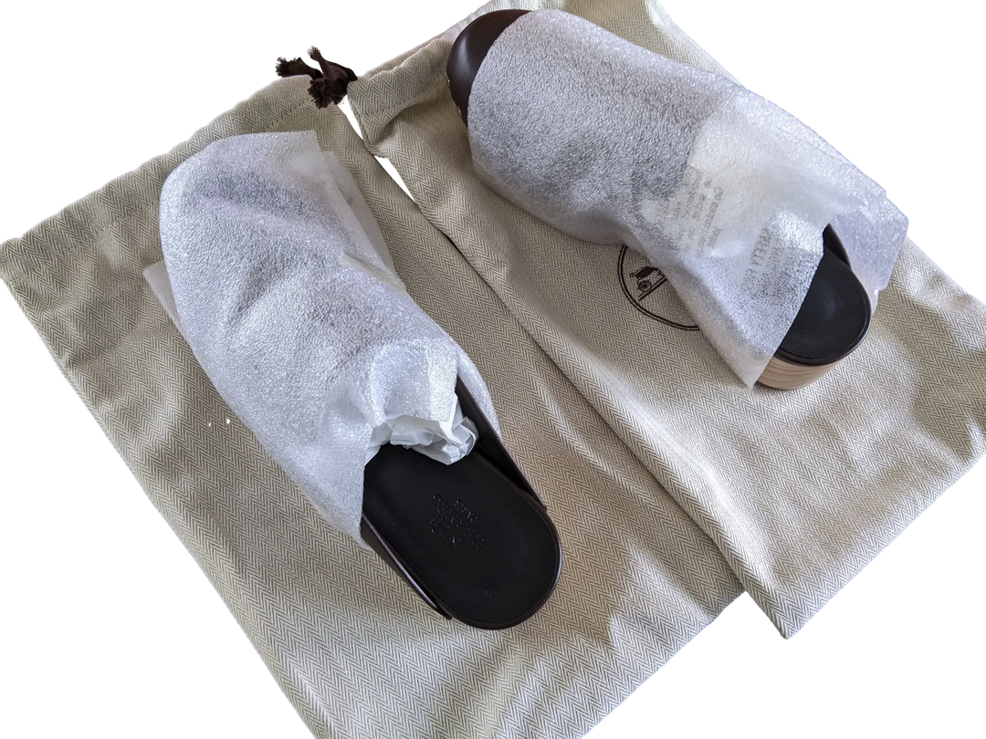 Hermes [SH13] Cafe "Mules Femme Calya"  Women Calfskin Mules Sz 37, BNIB!
