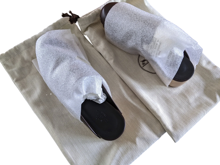 Top quality Hermes [SH13] Cafe "Mules Femme Calya"  Women Calfskin Mules Sz 37, BNIB!