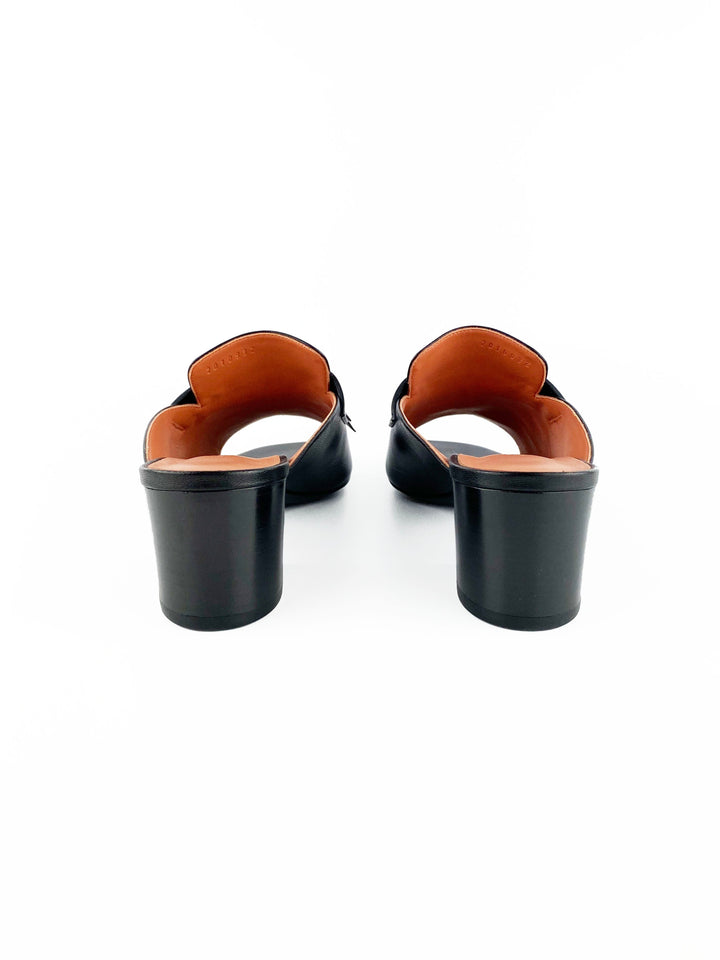 Hermes Black Rivoli Mules 39
