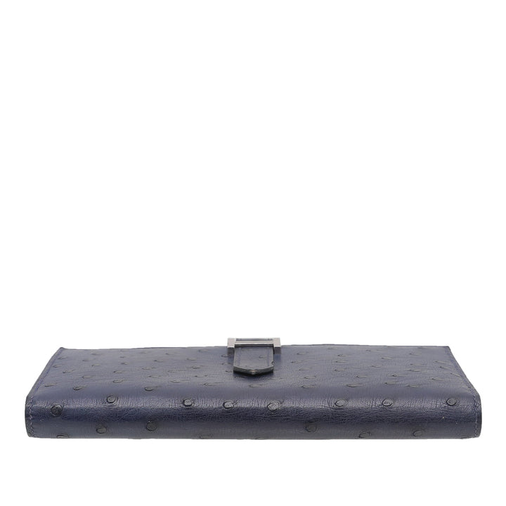 Hermes Bleu Saphir Ostrich Beam Wallet