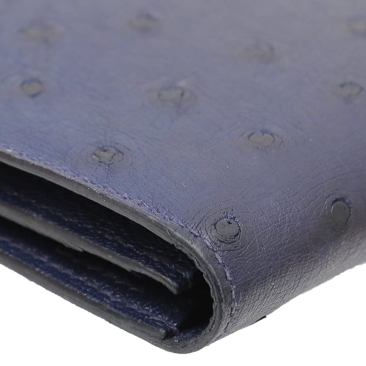 Top quality Hermes Bleu Saphir Ostrich Beam Wallet