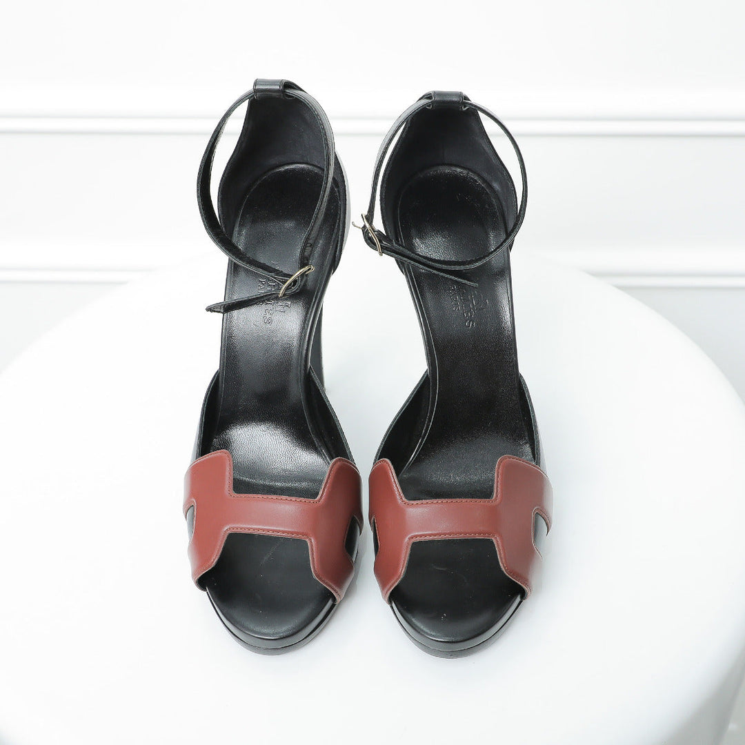 Hermes Bicolor Initiale Heels 37.5