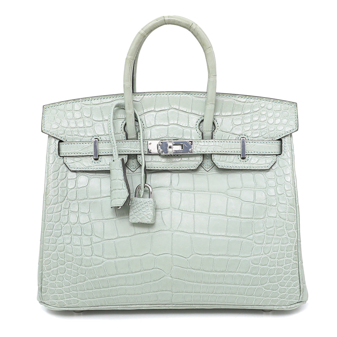 Top quality Hermes Vert D'eau Matte Mississippiensis Birkin 25