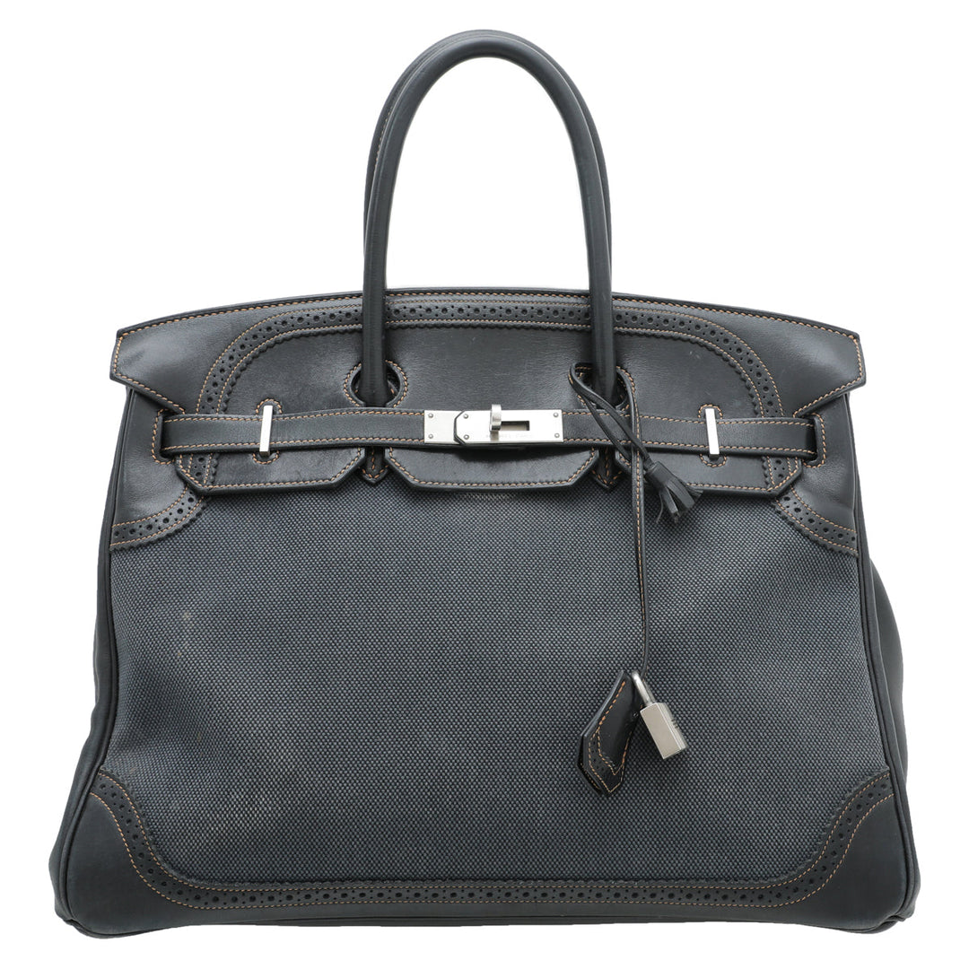 Hermes Bicolor Ghillies Denim Ever Birkin 35 bag