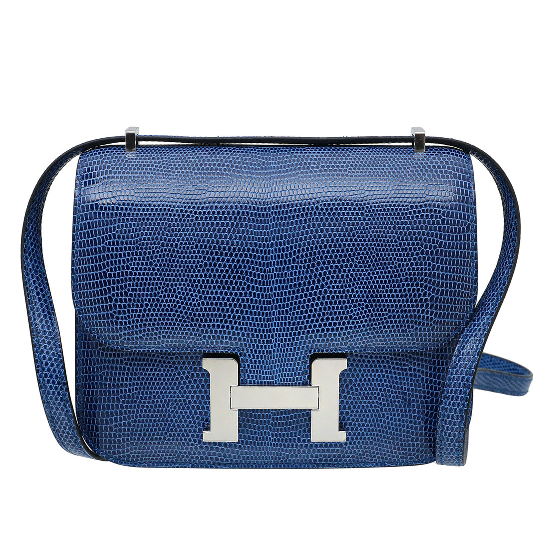 Top quality Hermes Bleu Saphir Lizard Constance III Mini Bag
