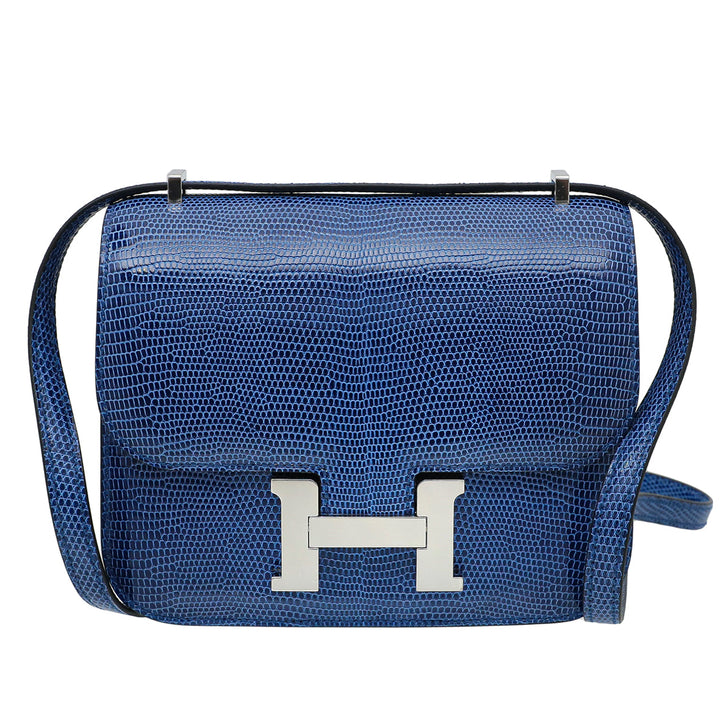 Top quality Hermes Bleu Saphir Lizard Constance III Mini Bag