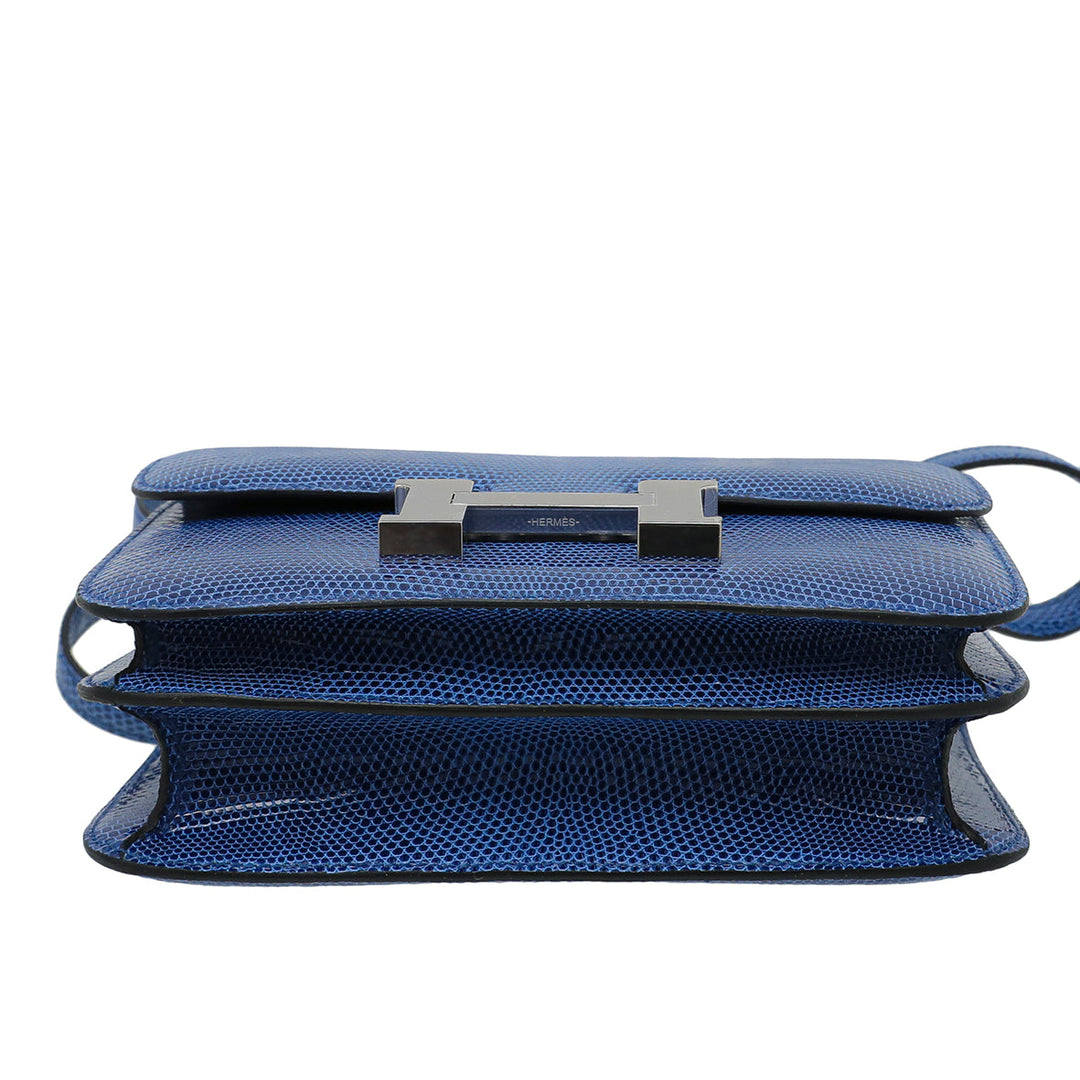 Top quality Hermes Bleu Saphir Lizard Constance III Mini Bag