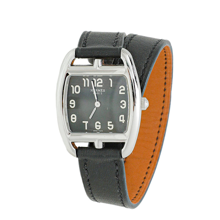 Hermes Black Cape Cod Double Strap Watch