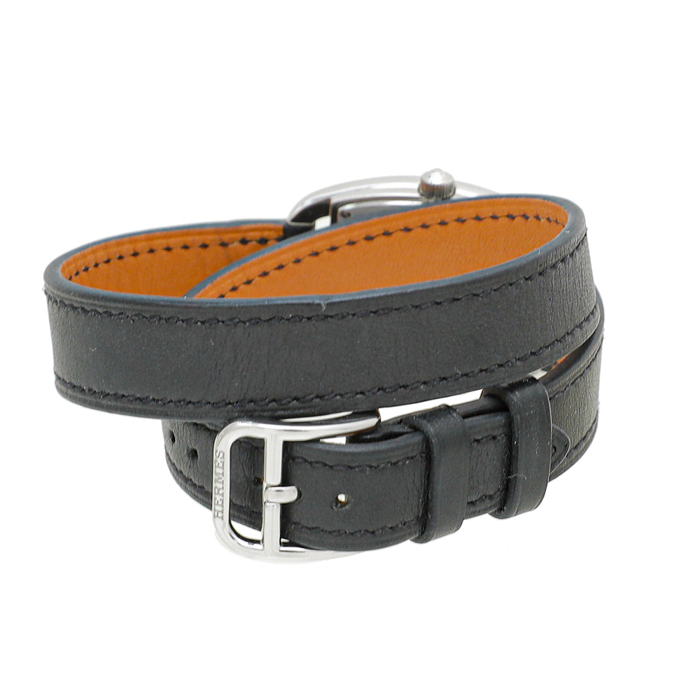 Hermes Black Cape Cod Double Strap Watch