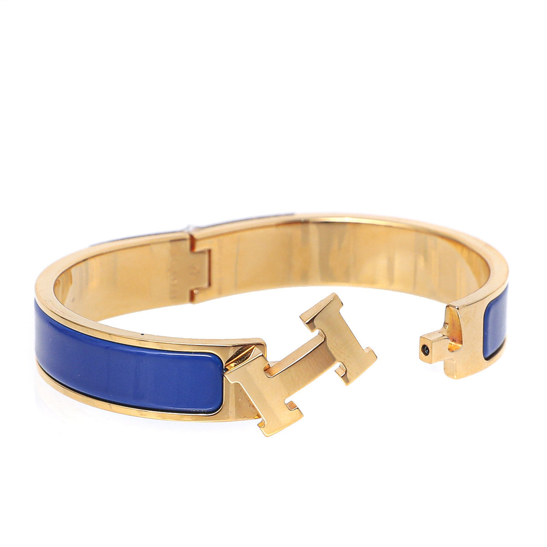 Hermes Indigo Blue Clic H Bangle Narrow Bracelet