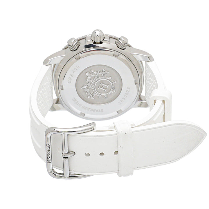 Hermes White Stainless Steel Clipper Chronograph Watch
