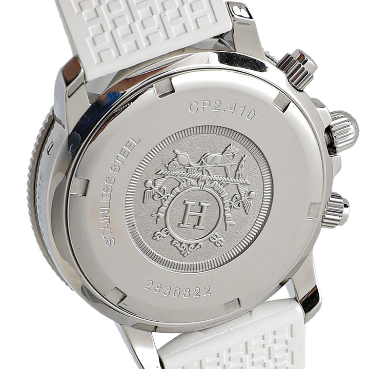 Hermes White Stainless Steel Clipper Chronograph Watch