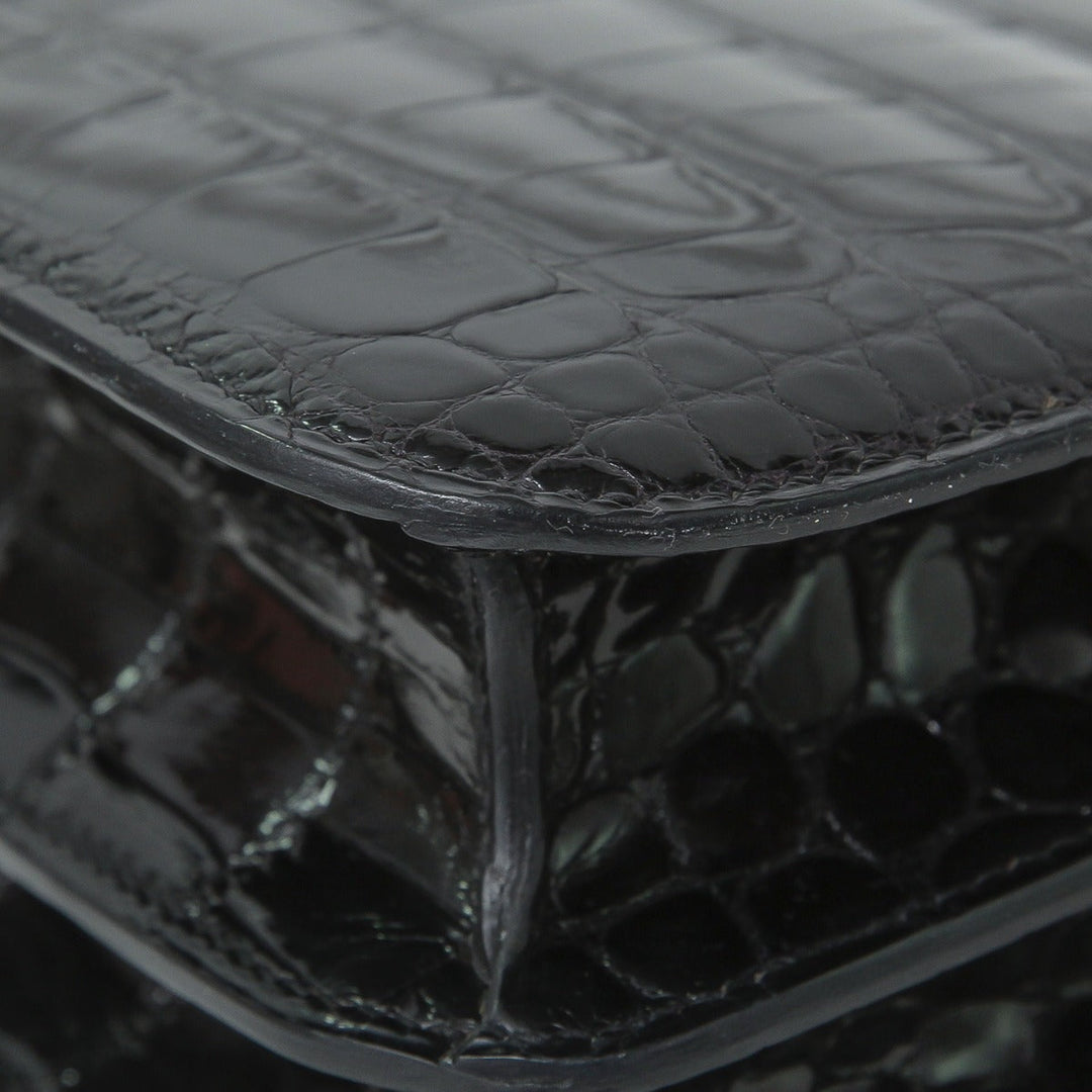 Hermes Black Shiny Alligator Constance 18