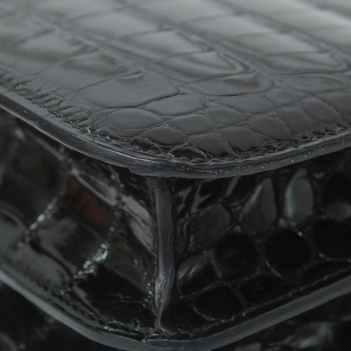 Hermes Black Shiny Alligator Constance 18