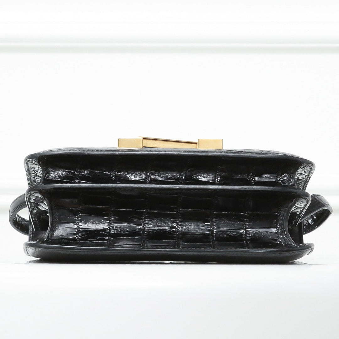Top quality Hermes Black Shiny Alligator Constance 18