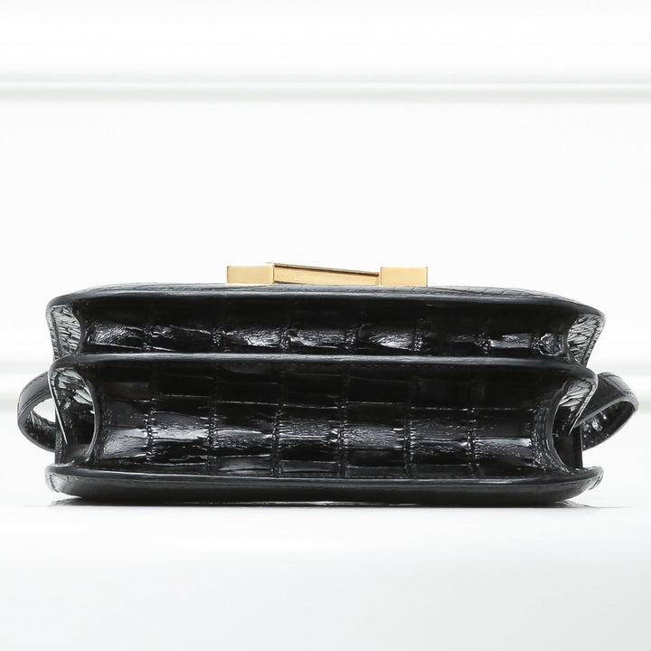 Top quality Hermes Black Shiny Alligator Constance 18
