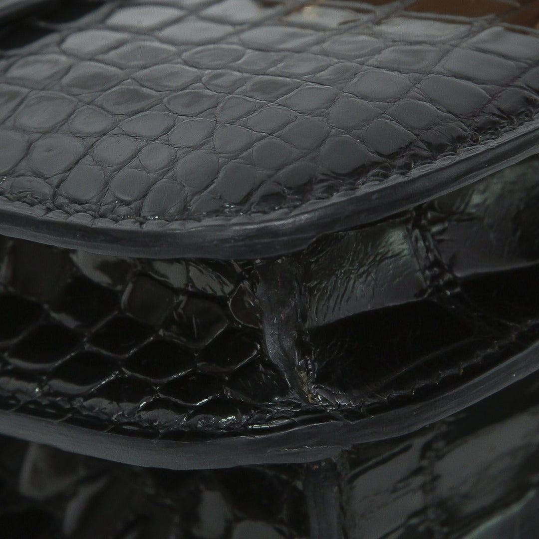 Top quality Hermes Black Shiny Alligator Constance 18