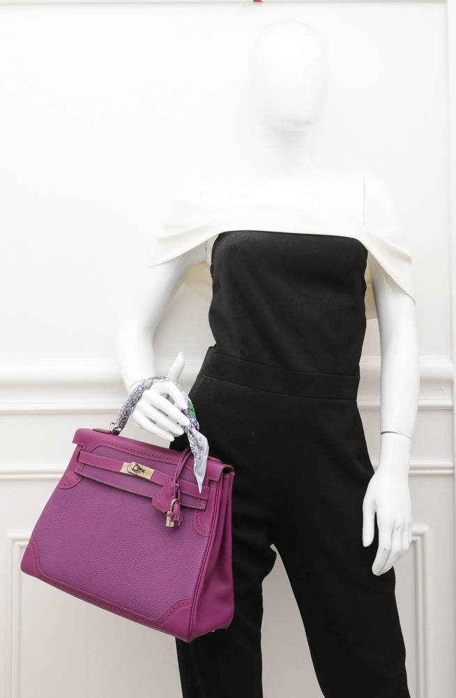 Hermes Anemone Ghillies Kelly 32 Bag W- Twilly