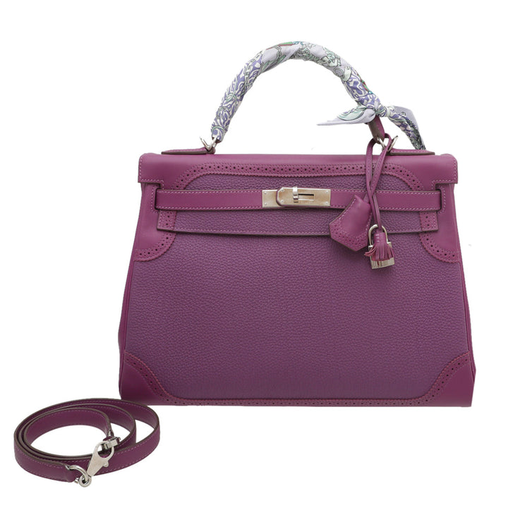 Hermes Anemone Ghillies Kelly 32 Bag W- Twilly